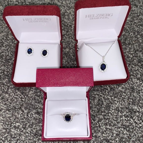 Jewelry - Helzberg blue saphire and white Diamond set